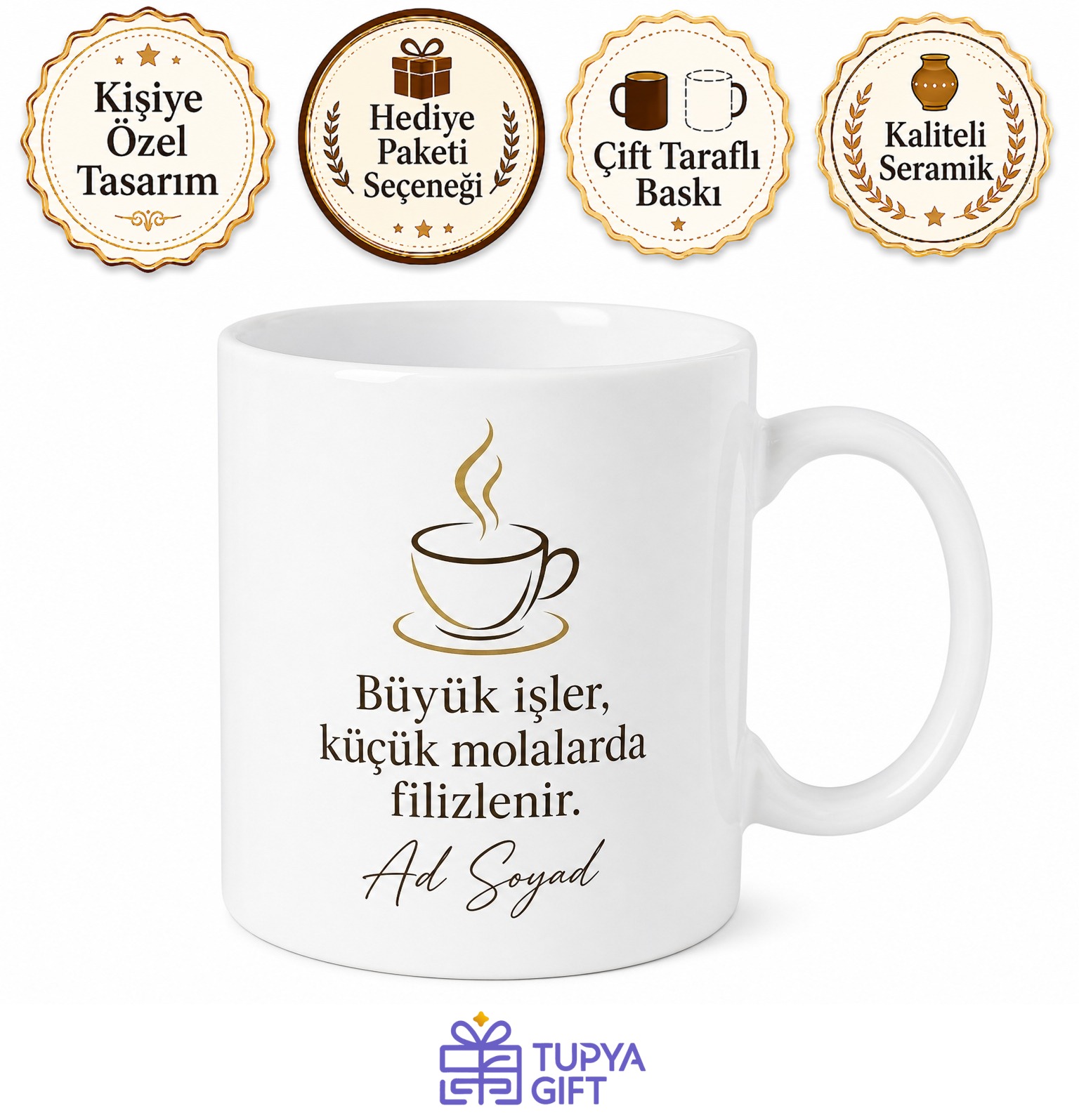 Yoğun Çalışan İçin Kişiye Özel İsimli Baskılı Kupa Bardak Ofis Molası Hediyesi