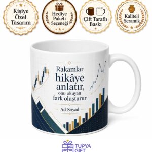 Bankacı İçin Karışık Desenli Baskılı Kupa Bardak İş Hediyesi Finans