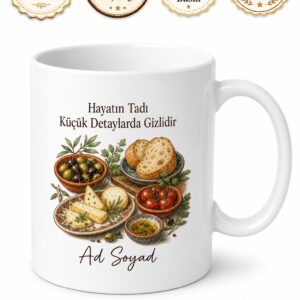 Tapas Temalı Özel Tasarım Baskılı Porselen Kupa Bardak Hediye