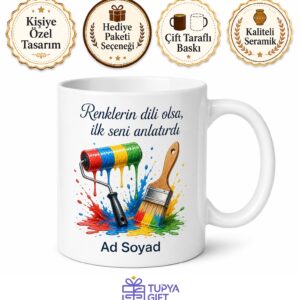 Boya Badana Ustası Kupa Rulo Fırça Renk Değişimi Temalı Hediye Bardak