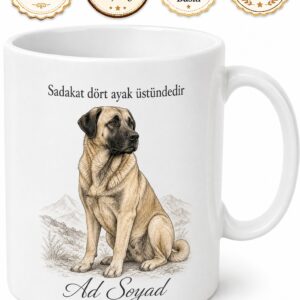 İsme Özel Kangal Desenli Kupa Bardak Köpek Severler İçin Hediye
