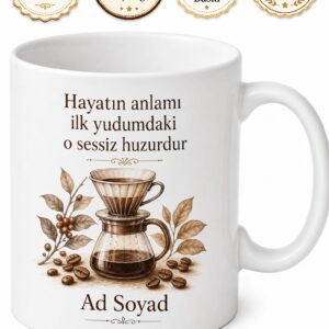 Kişiye Özel Filtre Kahve Sever Kupa Bardak İsimli Hediye Kahve Kupası