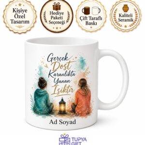 İsimli En İyi Arkadaş Kupası Kişiye Özel Baskılı Hediye Bardak