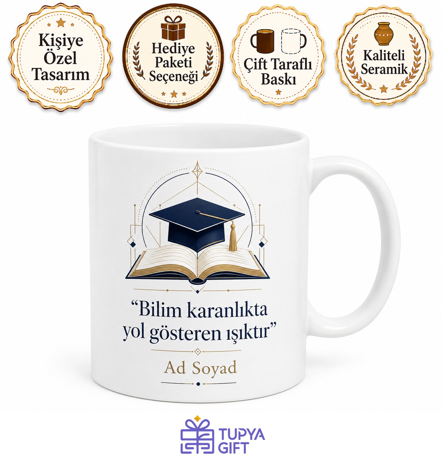 Profesöre Hediye Akademik Tasarımlı Özel Baskılı Porselen Kupa Bardak