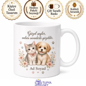 Hayvan Desenli Sevimli Tasarım Baskılı Kupa Bardak Hediye Porselen Mug
