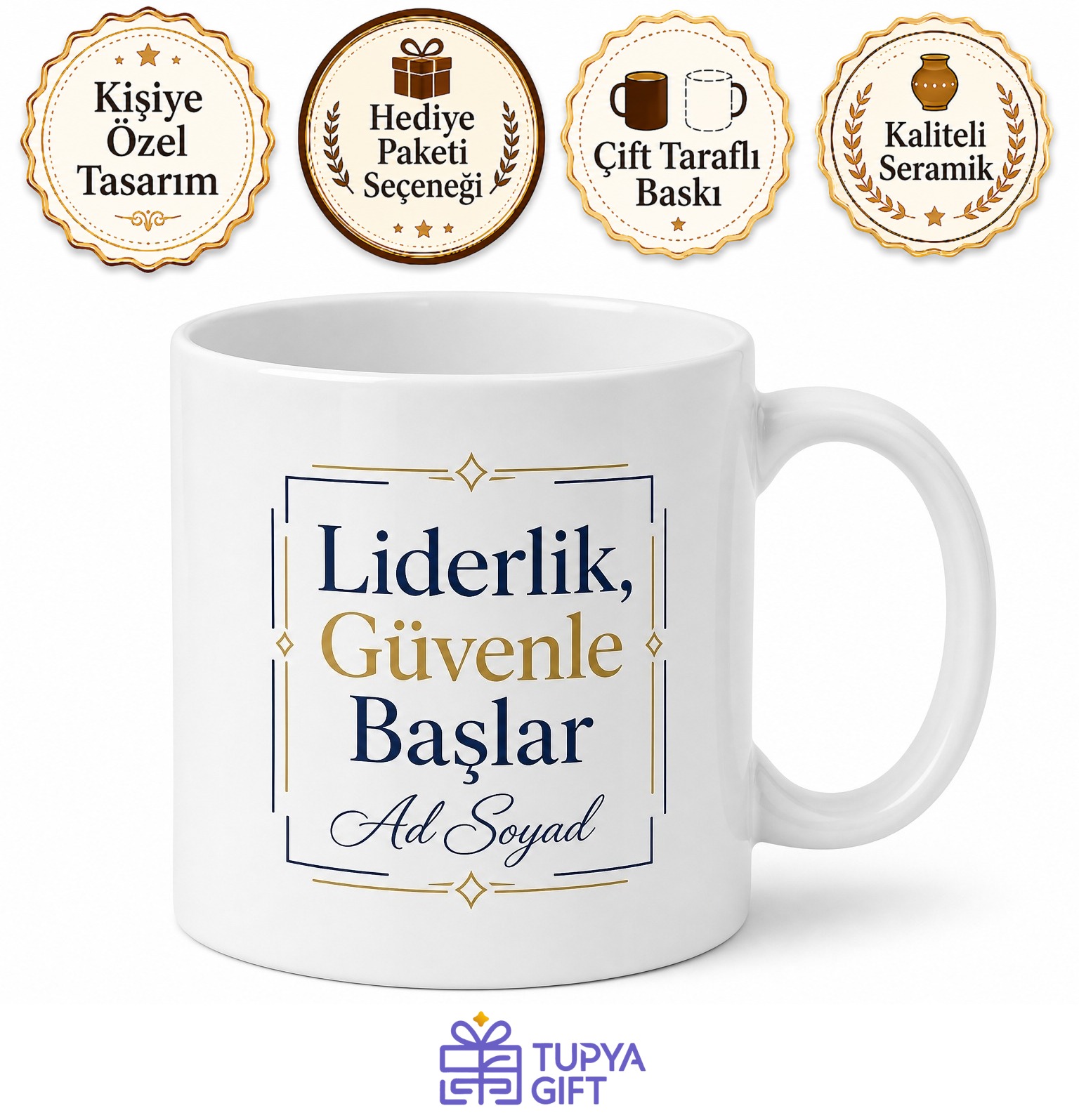 Patron İçin Kişiye Özel İsimli Baskılı Kupa Bardak Ofis Hediyesi