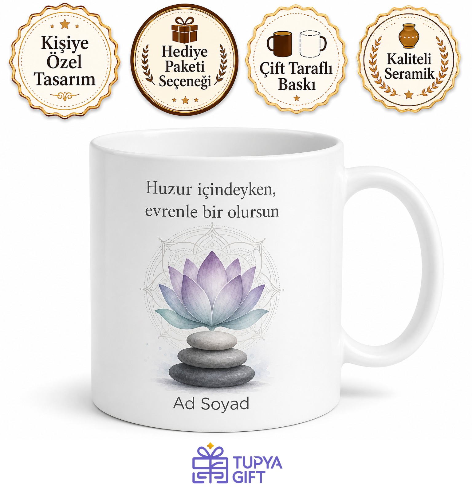 Meditasyon Severlere Huzur Temalı Baskılı Kupa Bardak Hediye
