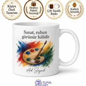 Sanatçı Ruhlu Ressam Çizere Renk Paleti Fırça Darbesi Tuval Kupa Bardak Hediye