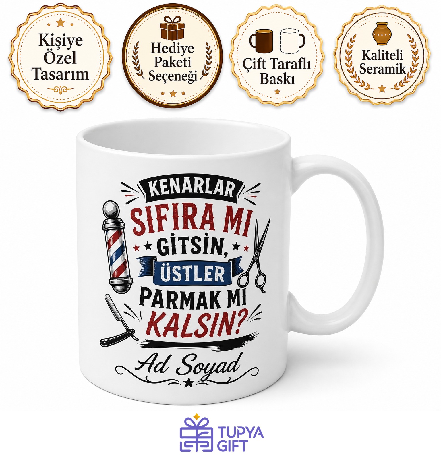 Berber Jargonu Yazılı Komik Kupa Bardak Kuaför Espri Hediye Baskılı Mug