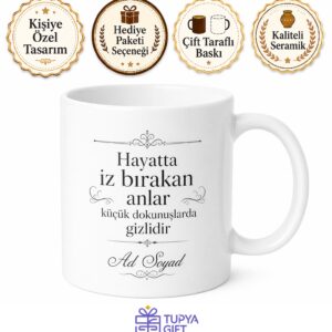 Kişiye Özel Şık Yazı Tasarımlı Baskılı Kupa Bardak Hediye