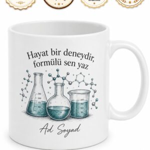 Kimya Mühendisine Özel Laboratuvar Temalı Seramik Kupa Bardak Hediye