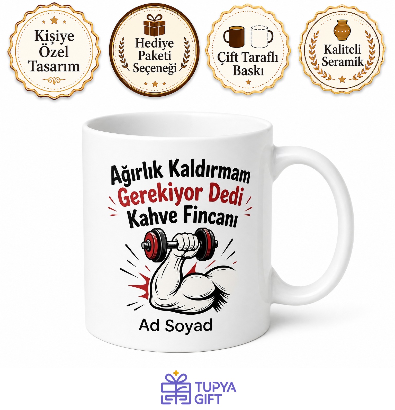 Kas Yapma Temalı Komik Baskılı Kupa Bardak Spor Hediye Fitness Mug
