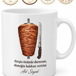 Dönerciye Yaprak Döner Kesenlere Lavaş Arası Usta İşi Kupa Bardak Hediye