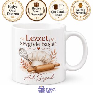 Aşçı İçin Kişiye Özel İsimli Baskılı Kupa Bardak Mutfak Hediyesi