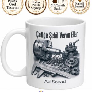 Tornacı Talaş Kaldırma Milimetrik Ölçü Makine Parçası Kupa Bardak Hediye