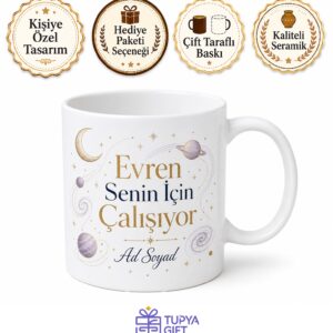 Evren Senin İçin Çalışıyor Secret Kitabı Motivasyon Baskılı Porselen Kupa Bardak Hediye