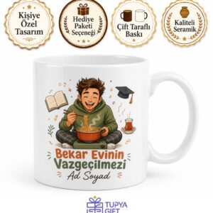 Bekar Evinin Vazgeçilmezi Makarna Yiyen Öğrenci Kupası Üniversite Hatırası Hediye Kupa