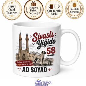 Sivas 58 Plakalı İkiz Minare Kangal Köpeği Yiğidolar Esprili Soğuk Kupa Bardak Hediye