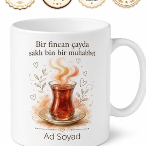 Kişiye Özel Çay Sohbeti Temalı Baskılı Kupa Bardak Hediye