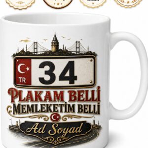 Kişiye Özel Plakam Belli Memleketim Belli Kupa Bardak İsimli Hediye