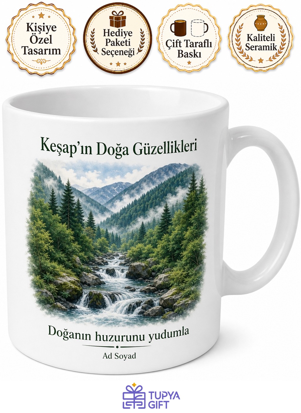 Keşap Doğa Güzellikleri Giresun Hatırası Hediye Kupa Bardak Porselen