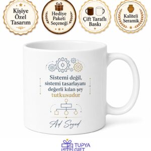 Endüstri Mühendisine Hediye Motivasyon Sözlü Çay Kupası Porselen Bardak