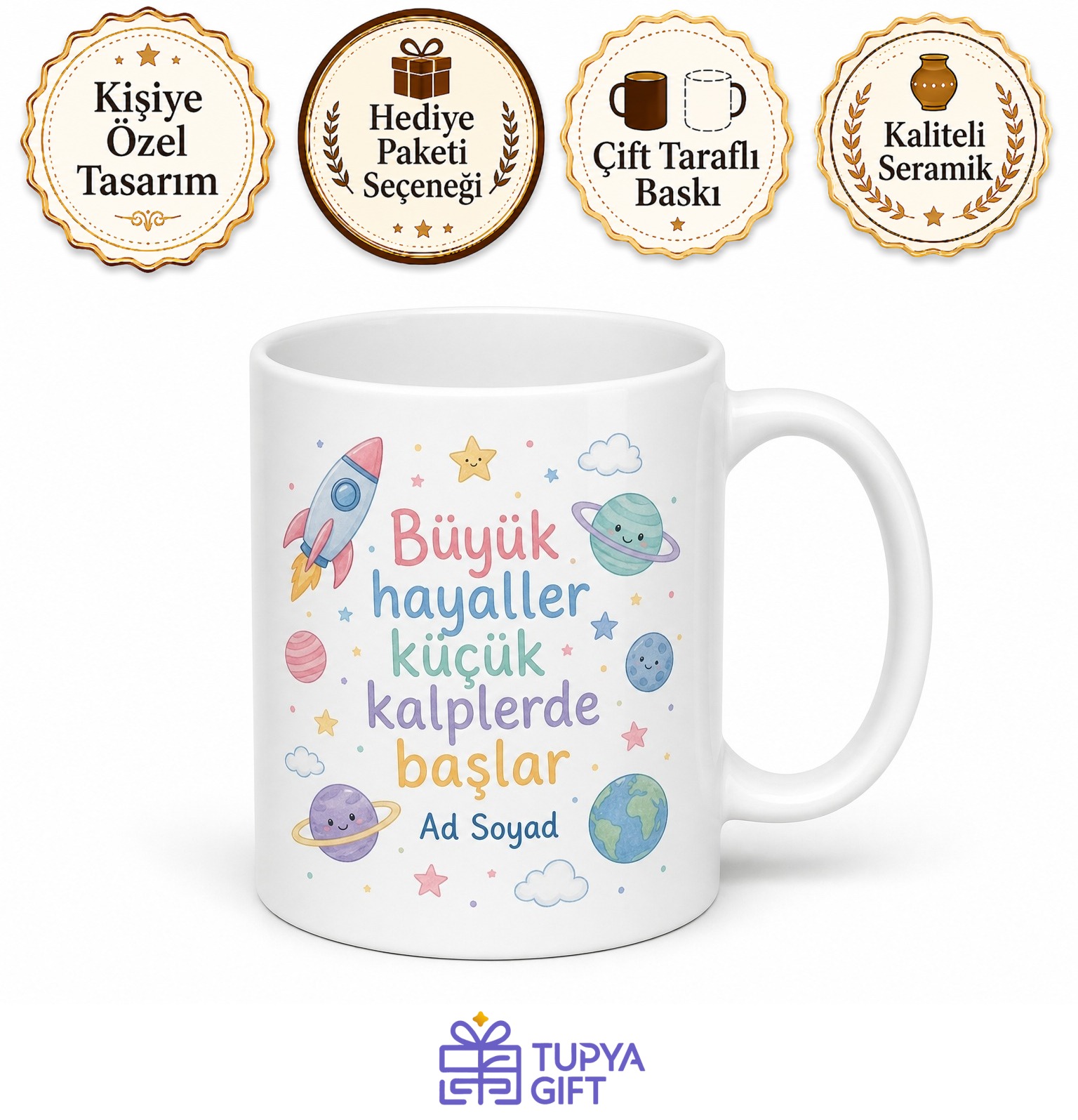 Kişiye Özel Çocuklara Özel İsimli Baskılı Kupa Bardak Hediye