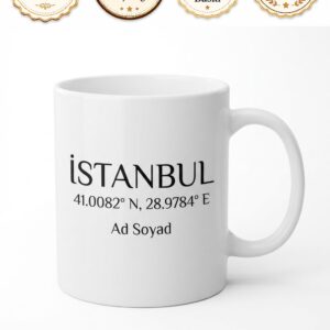 Memleket Koordinatları Yazılı Baskılı Kupa Bardak Özel Tasarım Hediye