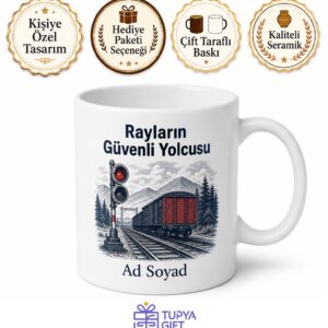Demiryolları Makinistine Sinyalizasyon Raylar ve Vagon Kupa Bardak Hediye