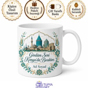 Konya Temalı Kişiye Özel Baskılı Kupa Bardak Memleket Hediye