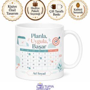 Kişiye Özel Takvim ve Plan Temalı Kupa Bardak Hediye Planlayıcı Mug