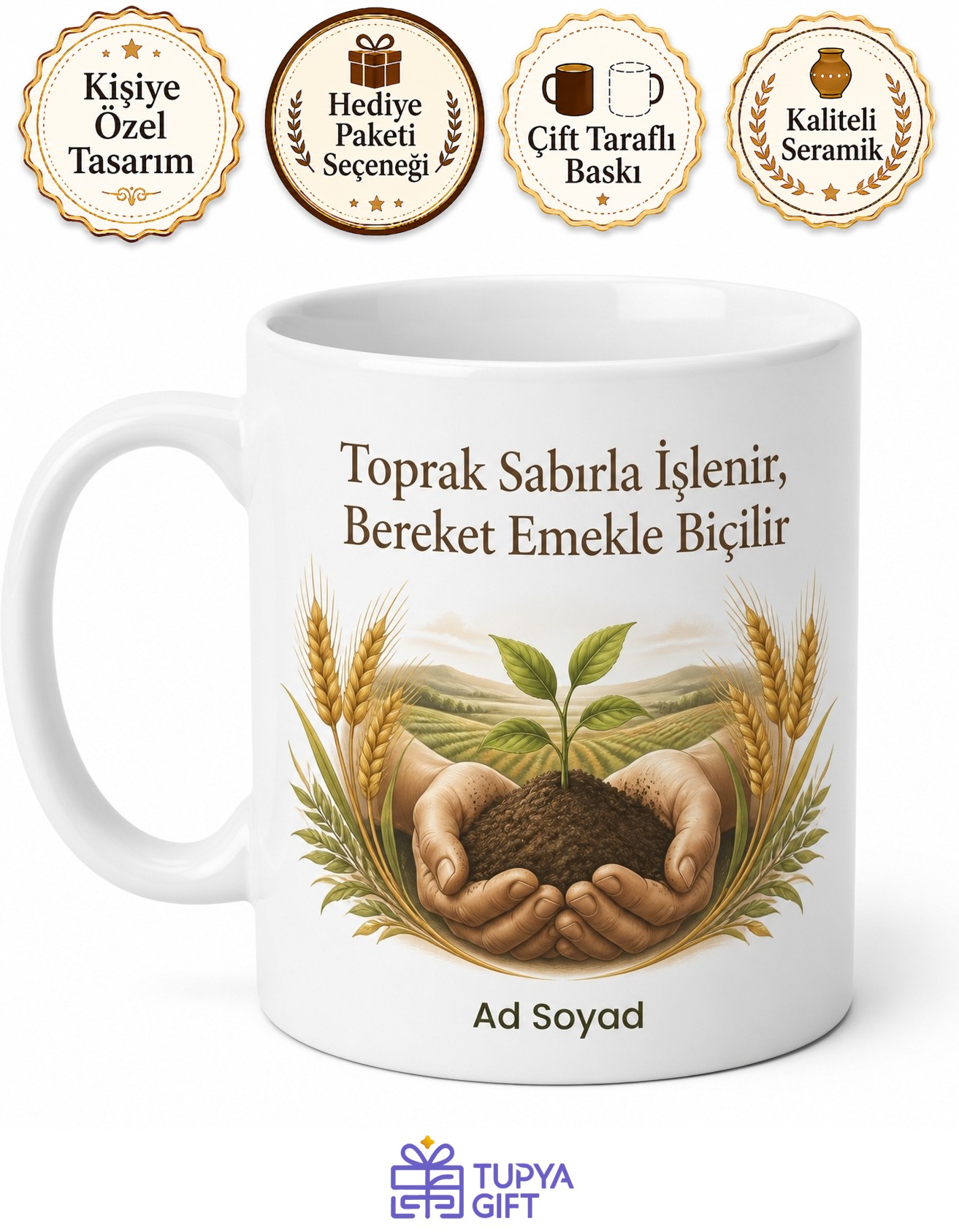 Ziraat Fakültesi Öğrencisine Toprağı İşleyen Bereket Elleri Kupa Bardak Hediye