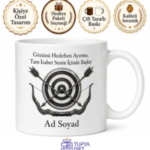 Okçuluk Eğitmenine Hediye Gözünü Hedeften Ayırma Tam İsabet Baskılı Kupa Bardak