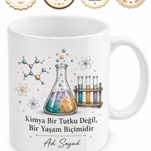 Kimya Sever İçin Kişiye Özel Deney Temalı Baskılı Kupa Bardak Hediye