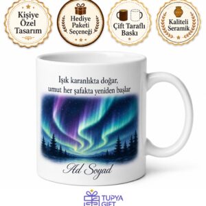 Aurora Temalı Baskılı Kupa Bardak Hediye Özel Tasarım Porselen Kupa