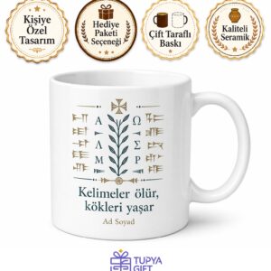 Dilbilimciye Hediye Etimoloji Kelime Kökeni Gramer Ölü Diller Baskılı Porselen Kupa Bardak