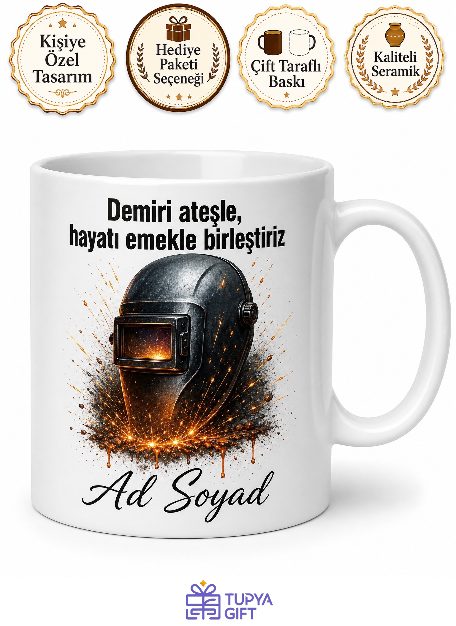 Kaynakçıya Hediye Argon Gazı Kaynak Maskesi Metal Birleştirme Baskılı Kupa Bardak