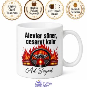 İtfaiye Şoförüne Acil Çıkış Siren Sesleri Yangına Müdahale Hediye Kupa Bardak