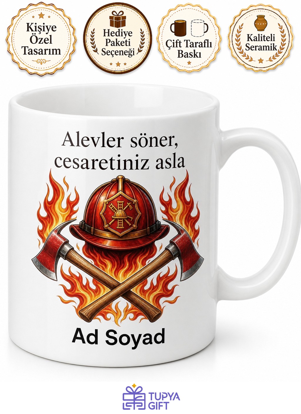 İtfaiyeci Ateş Savaşçısı Hayat Kurtaran Kupa Bardak İtfaiye Hediye