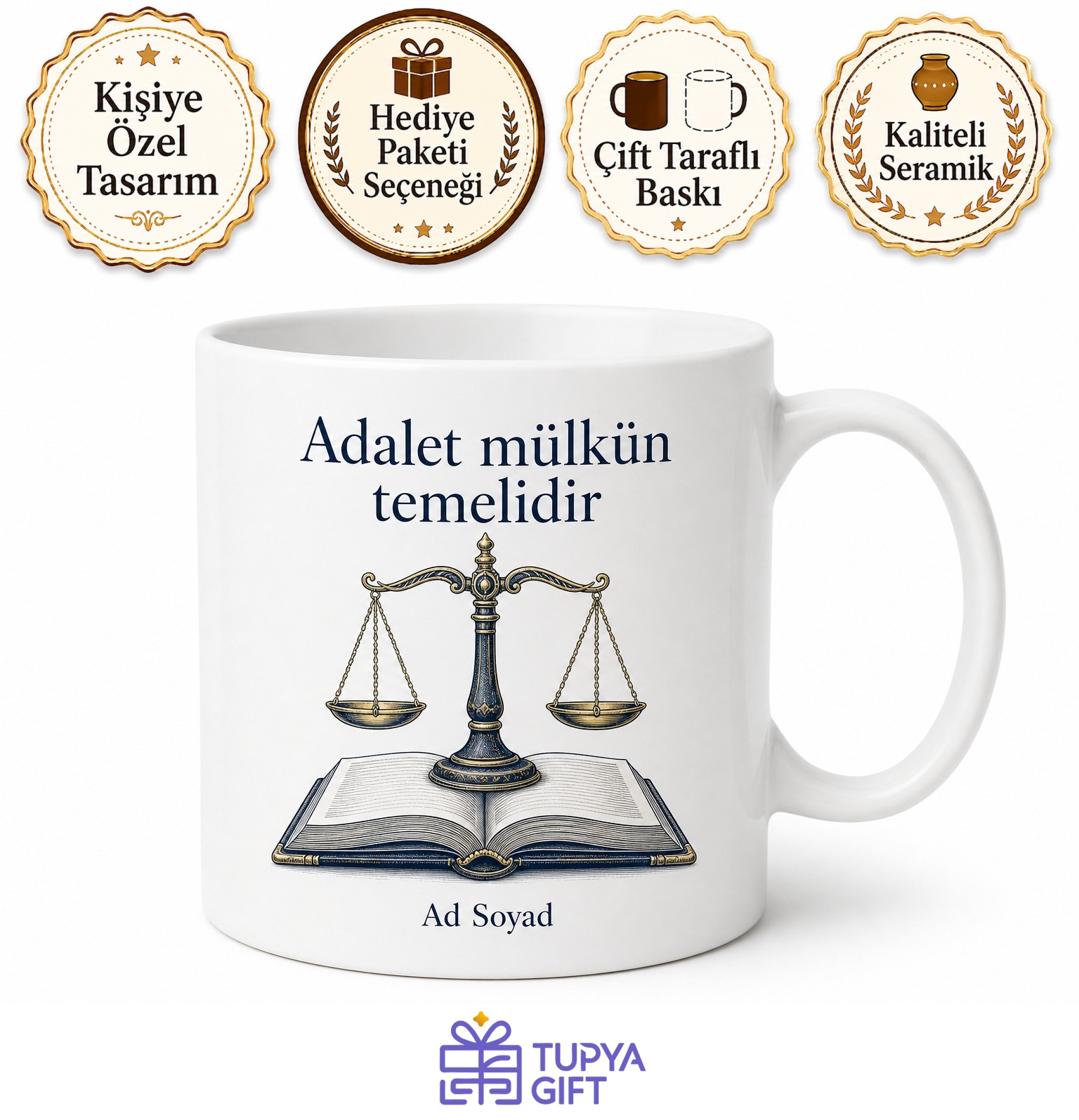 Hukuk Adalet Terazisi Kanun Kitabı Eşitlik Ve Hak Kupası Hediye Bardak