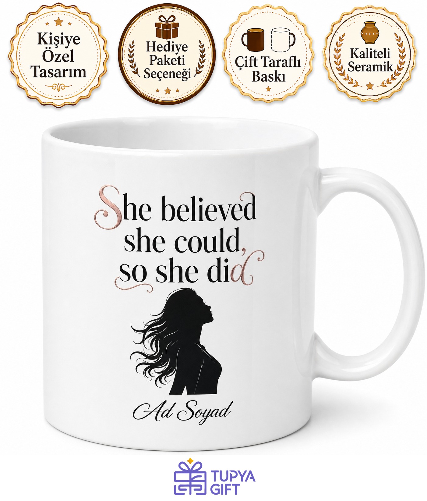 Women Empowerment Baskılı Kadınları Güçlendiren İngilizce Kahve Kupası Hediye