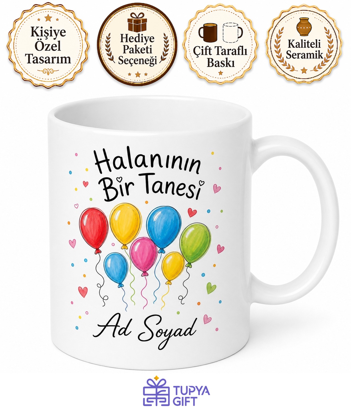Halanın Bir Tanesi Balonlar Çizimli Çocuk Kupa Bardak Aile Sevgi Hediye