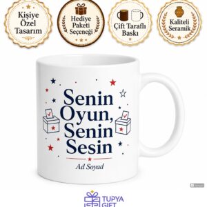 Vote Yazılı Oy Verenlere Özel İngilizce Kupa Bardak Hediye