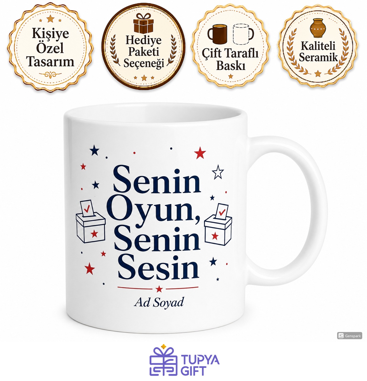 Vote Yazılı Oy Verenlere Özel İngilizce Kupa Bardak Hediye