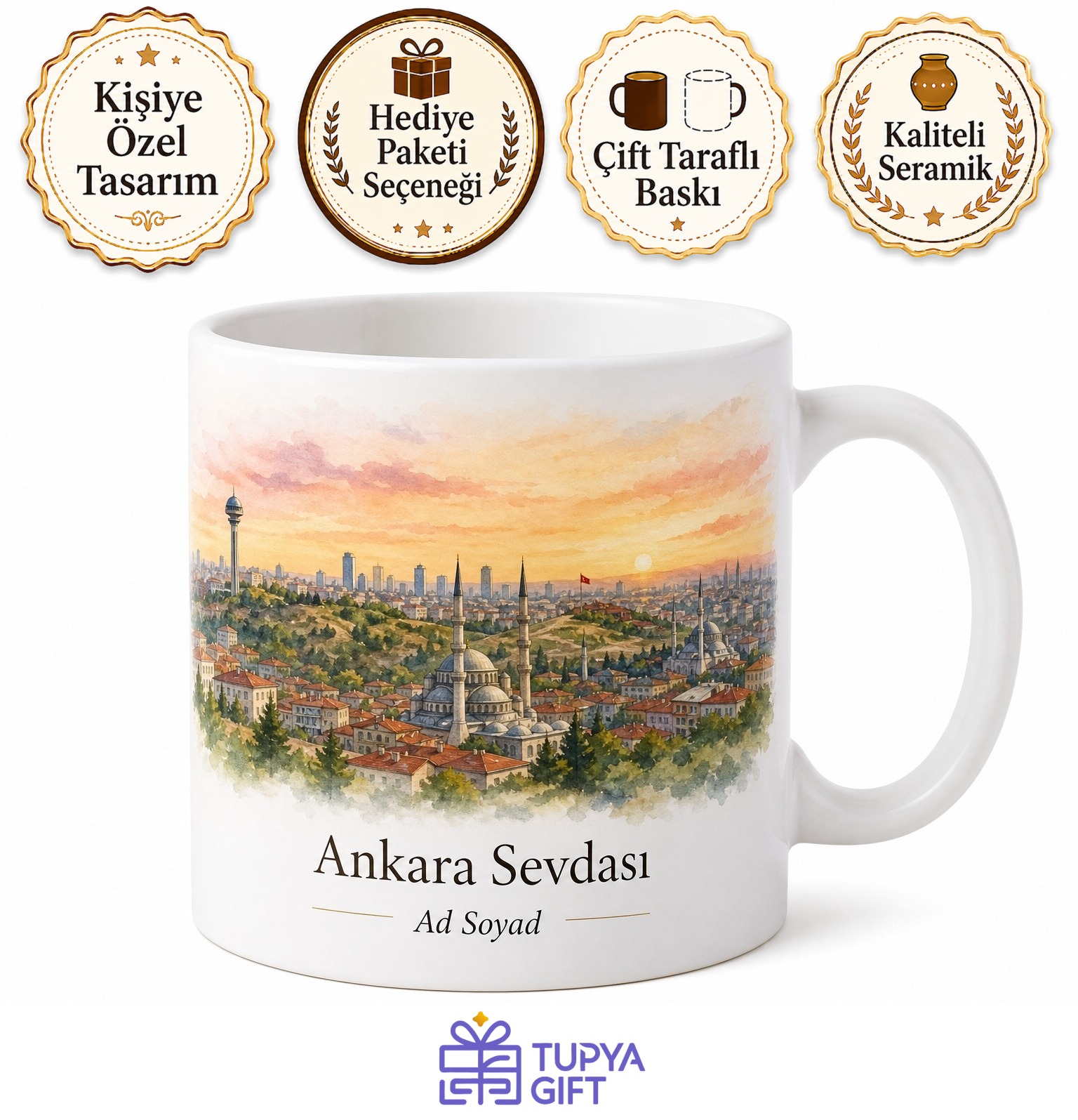 Ankara Mamak Hüseyin Gazi Tepesi Şehir Manzarası Kupa Bardak Hediye