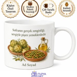 Zeytinyağlı Yemek Temalı Baskılı Kupa Bardak Hediye Porselen Mug