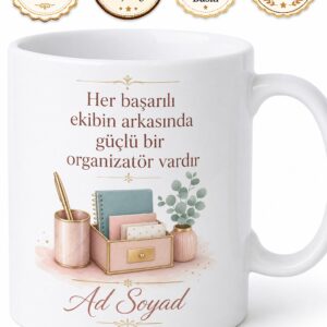 Sekreter Günü Hediyesi İsimli Baskılı Kupa Bardak Özel Tasarım Hediye
