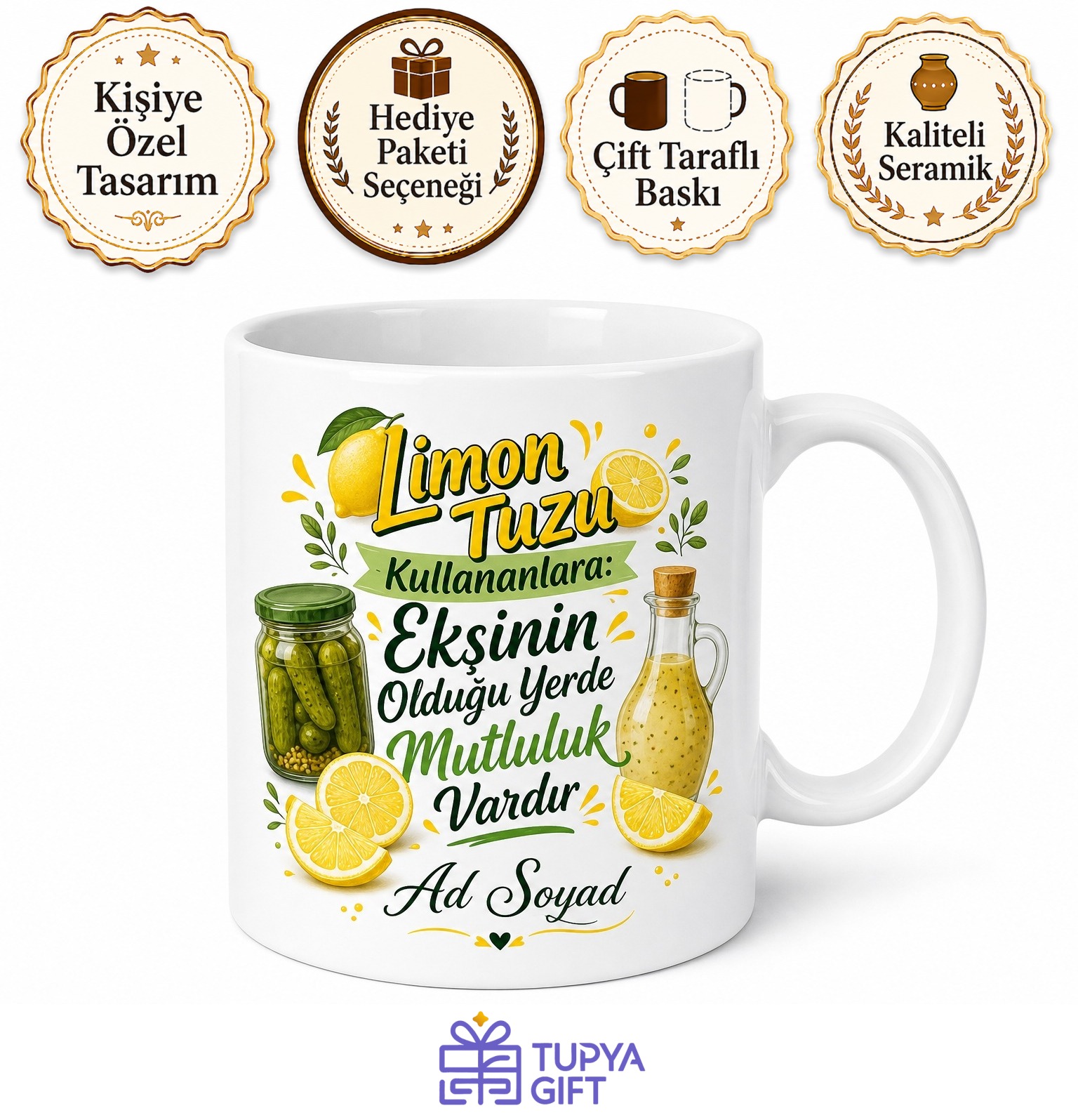 Limon Tuzu Kullananlara Limon Tuzu Ekşisi Turşu Suyu Salata Sosu Kupa Hediye