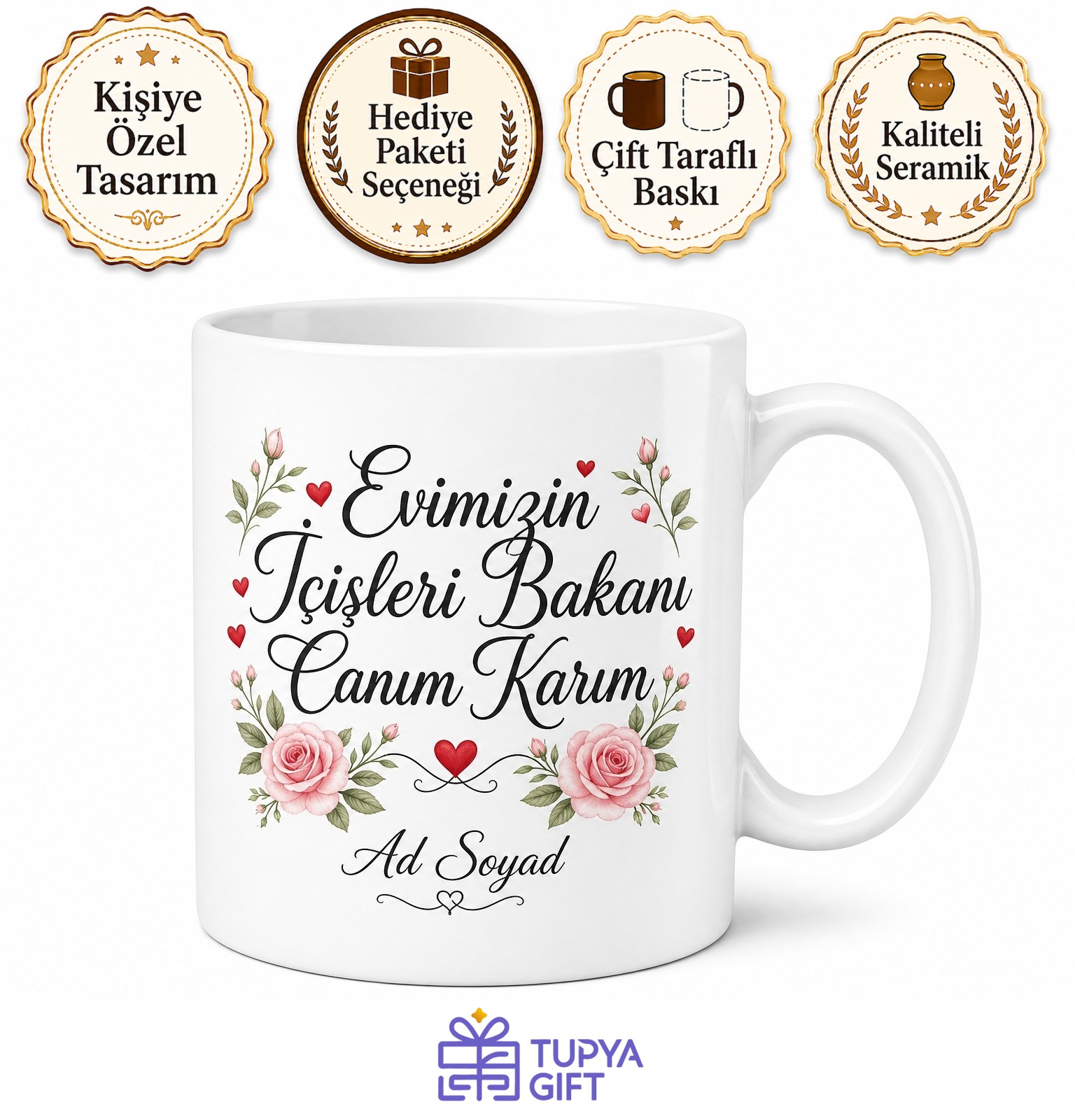 Evimizin İçişleri Bakanı Canım Karım Yazılı Romantik Hediye Kupa Bardak