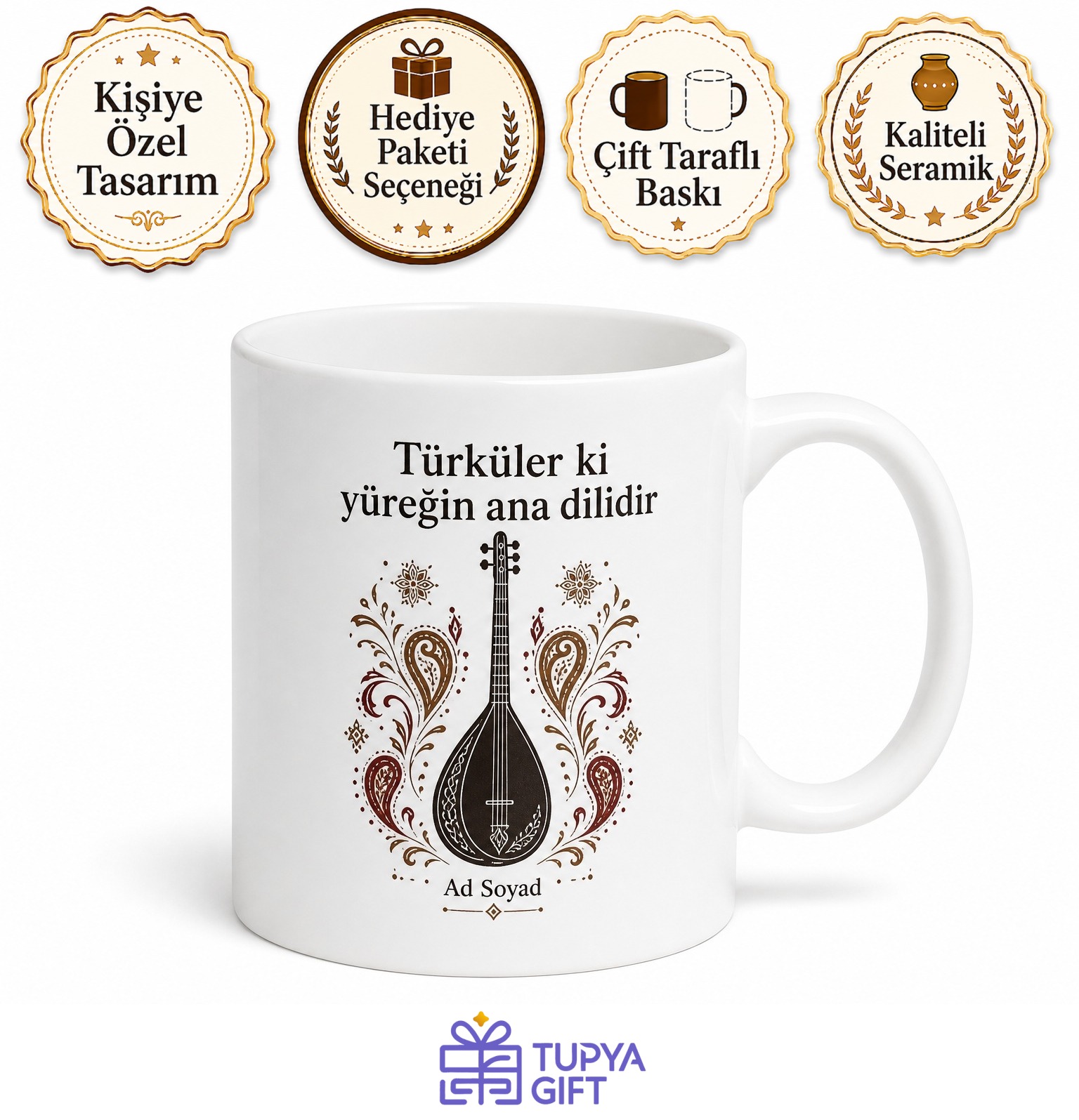 Türkü Dinleyenlere Bağlama Teli Toprak Kokusu Anadolu Hasreti Bozlak Kupa Hediye